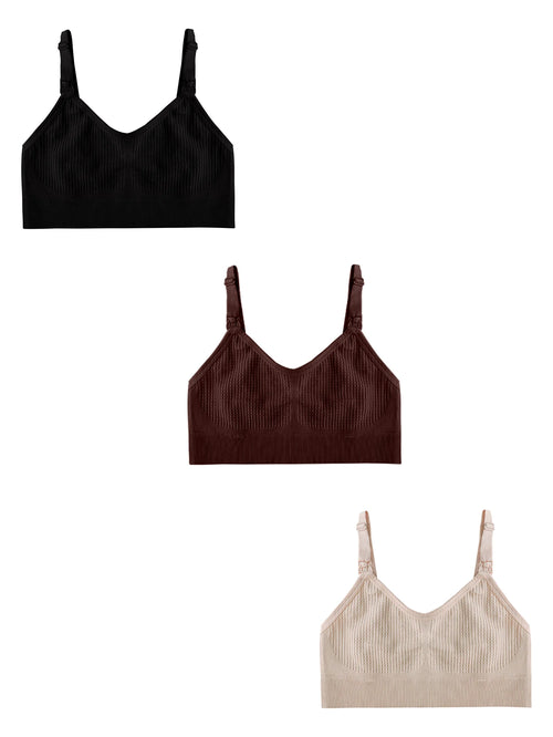 Conjunto de 3 piezas de ropa interior de lactancia para mujer, cómoda y sin aros