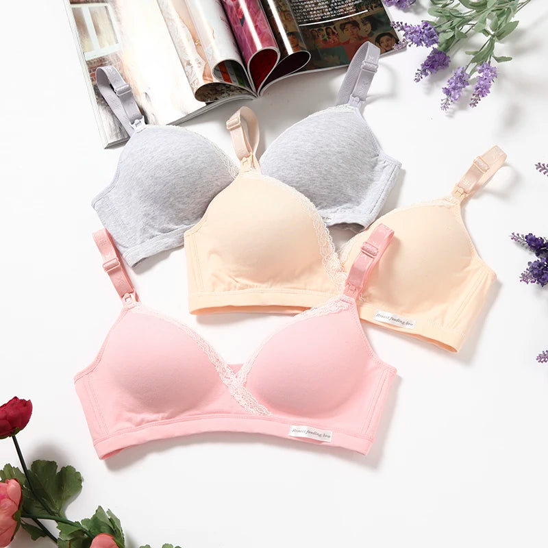 Cotton Wirefree Nursing Clothing Breastfeeding Bra for Pregnant Women