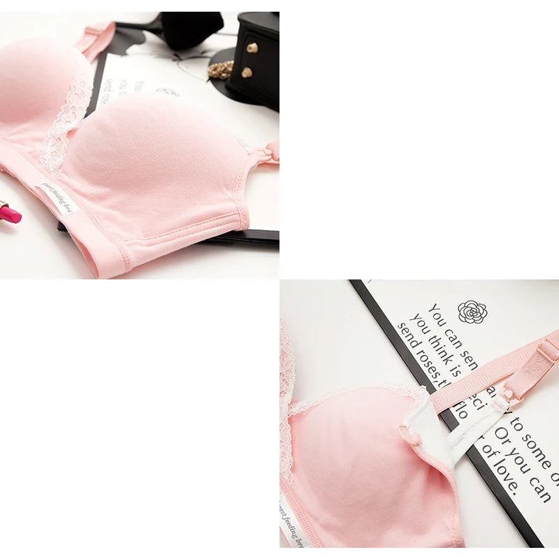Cotton Wirefree Nursing Clothing Breastfeeding Bra for Pregnant Women