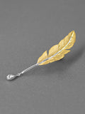 Silver-Plated Feather Brooch