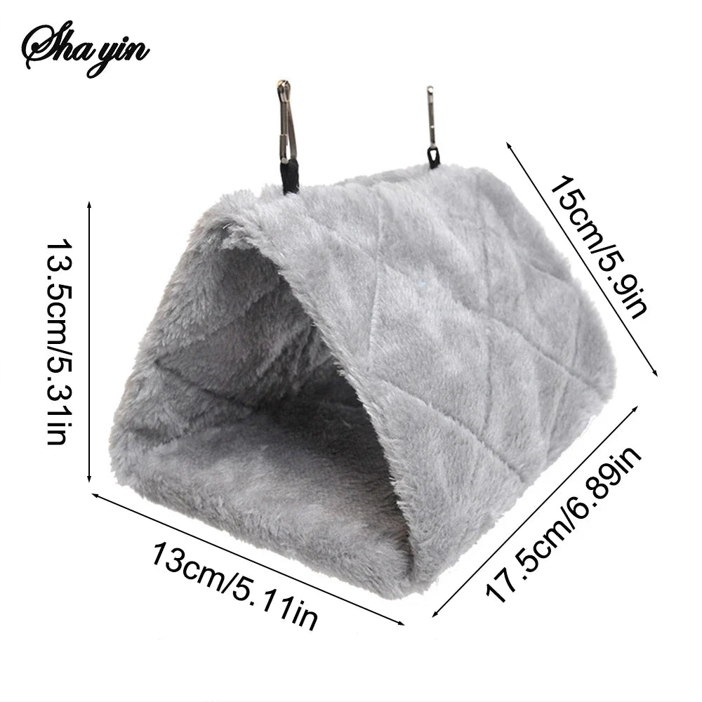 1PC Parrot Triangle Hammock - Pure Color Parrot Parrotlet Winter Warmth Cotton Nest Hanging Cage Hanging Suspension Nest
