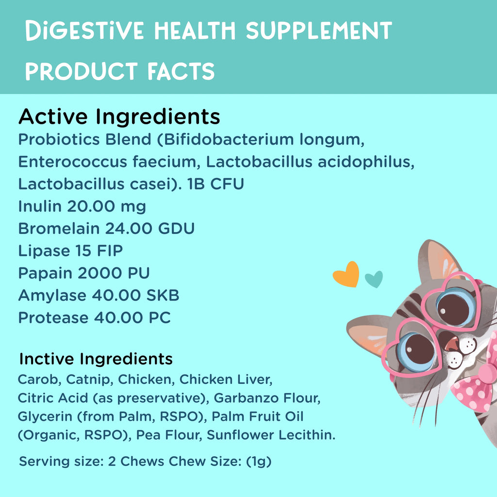 Cat Digestion Health Supplement, 3.2-oz, 90 Soft Chews