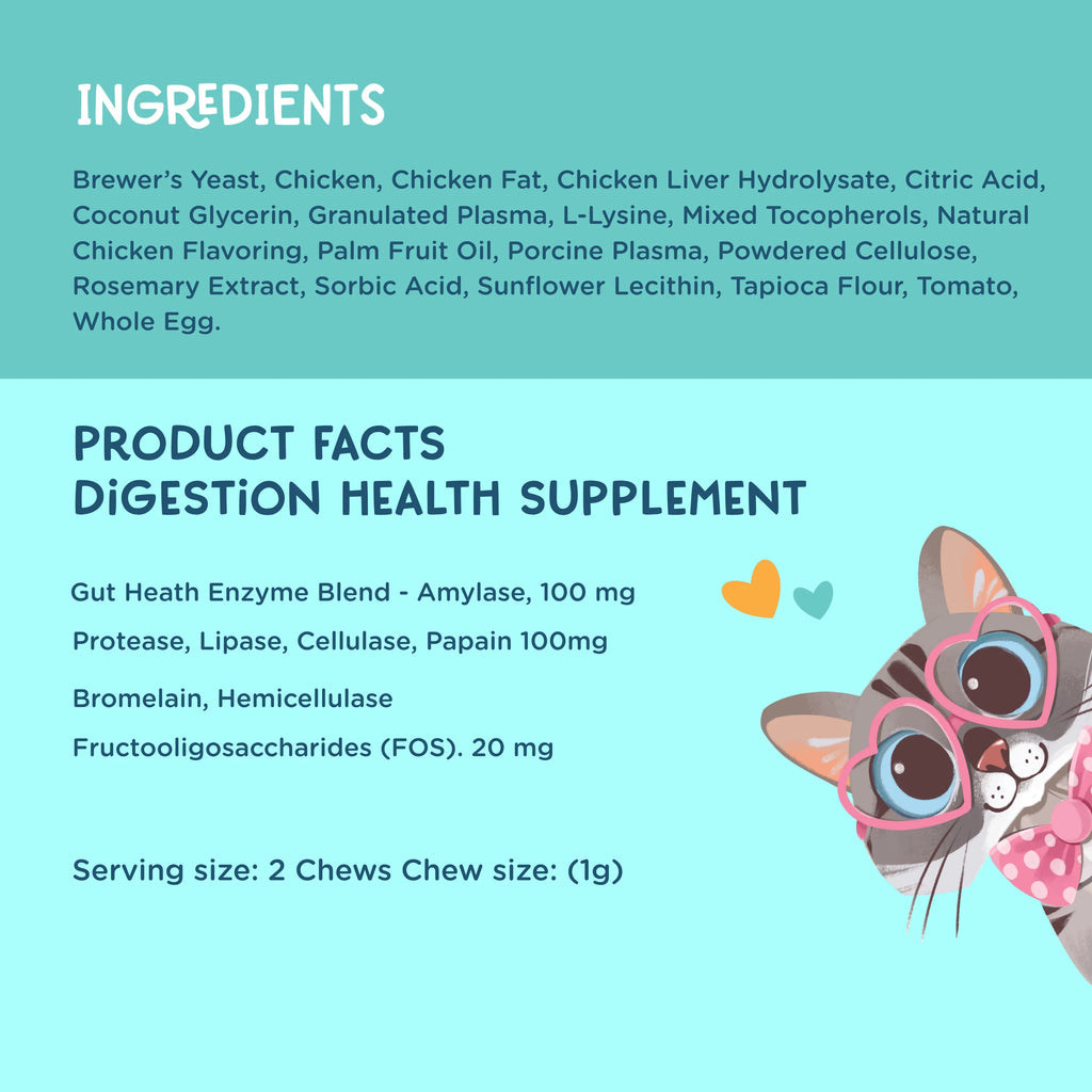 Cat Digestion Health Supplement, 3.2-oz, 90 Soft Chews
