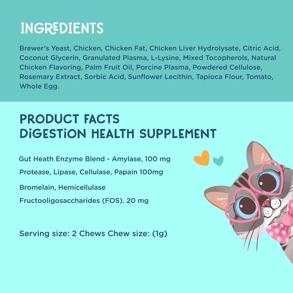 Cat Digestion Health Supplement, 3.2-oz, 90 Soft Chews