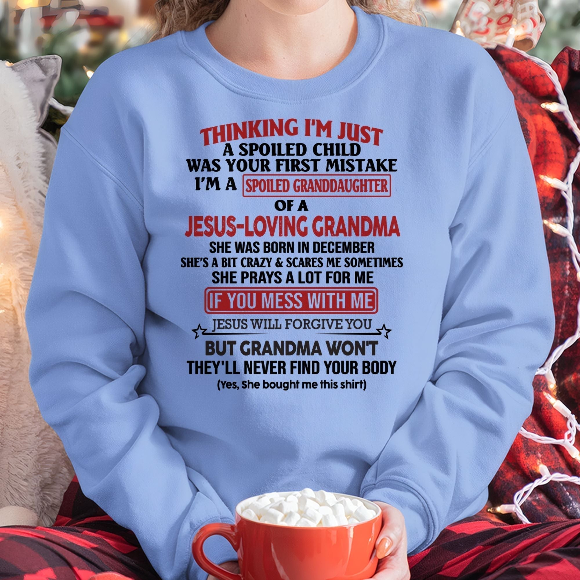 Christian Girl Shirt – Spoiled by Grandma December Edition – From Grandma to Granddaughter NGHL12 (SKU07-181-12)