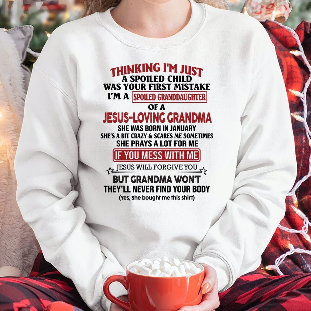 Christian Girl Shirt – Spoiled by Grandma January Edition – From Grandma to Granddaughter NGHL01 (SKU07-181-01)