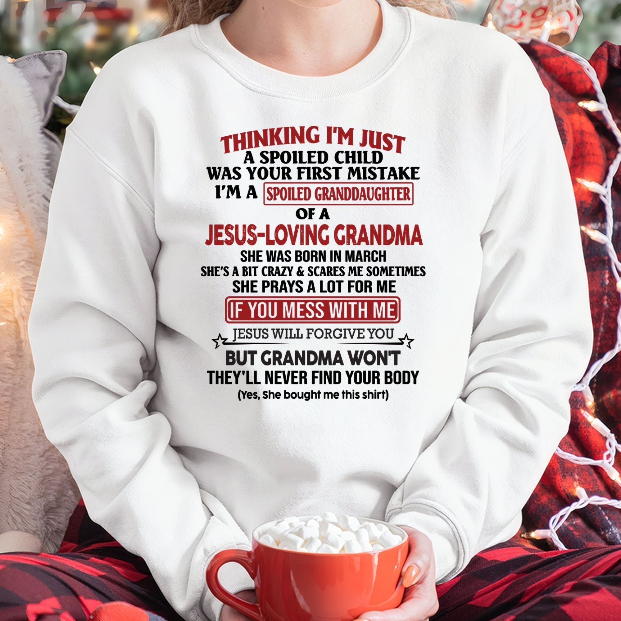 Christian Girl Shirt – Spoiled by Grandma March Edition – From Grandma to Granddaughter NGHL03 (SKU07-181-03)