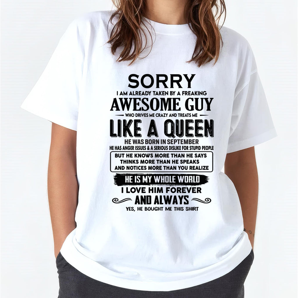 September - Sorry I am already taken by a freaking awesome guy - Gift for Wife From Husband - NGHL09 (SKU-SRG-09)
