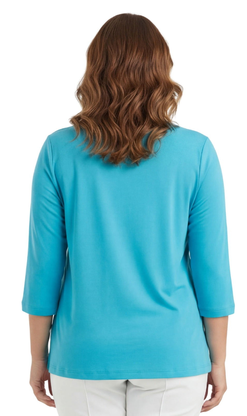 Women's 3/4 Sleeve Henley Top — Cotton Blend with Button Placket