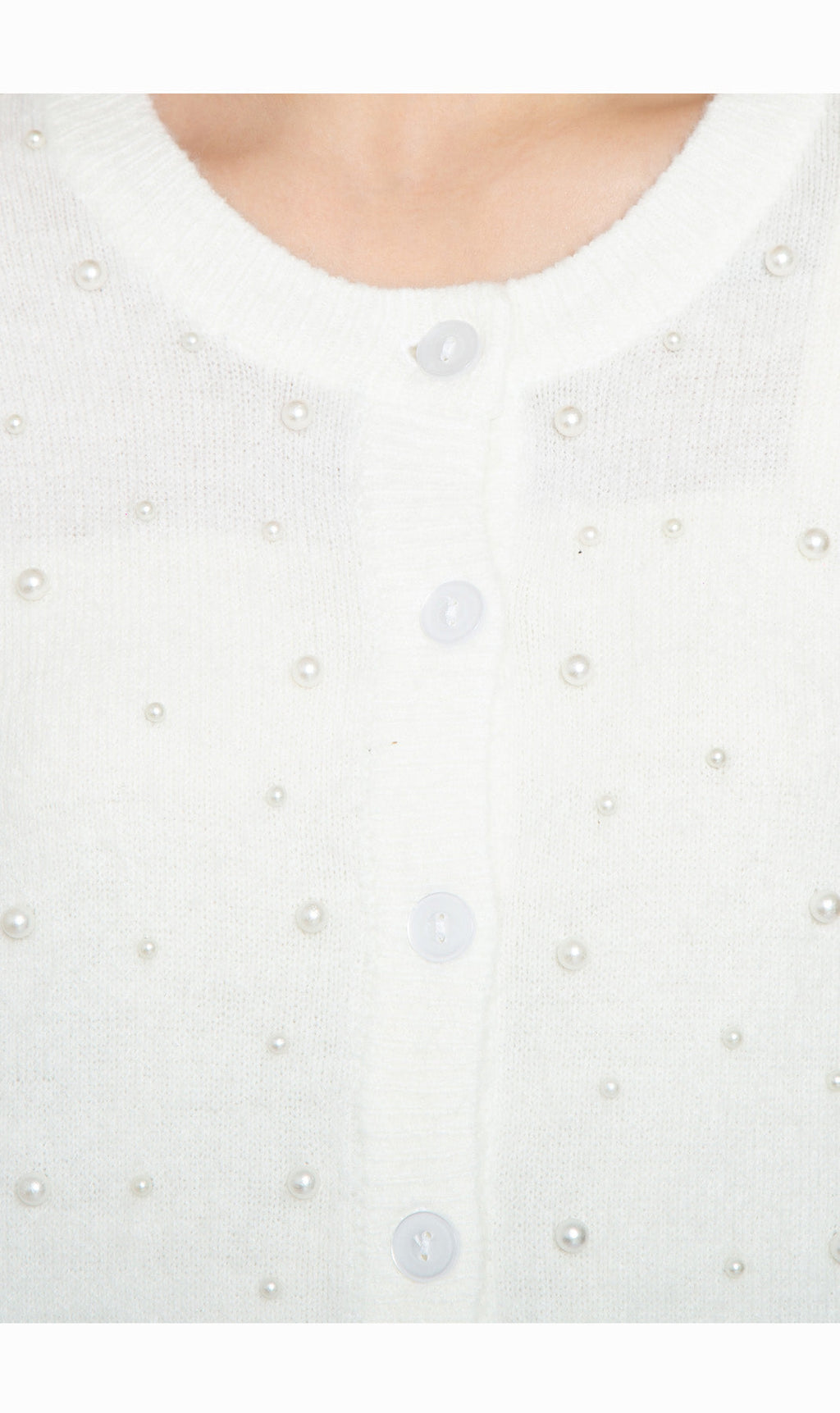 Women's Faux Pearl Button Cardigan — Cashmere-Like Soft Knit