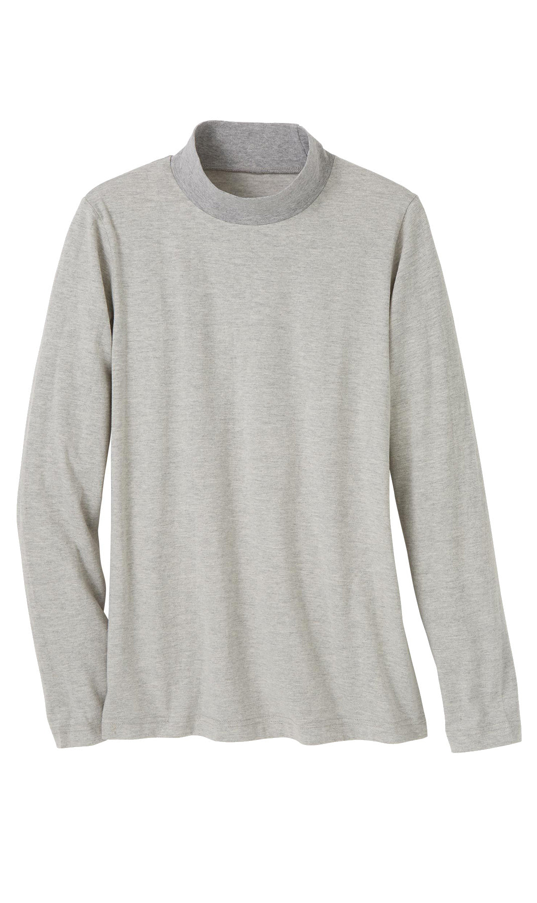 Women's Long Sleeve Mock Neck Top — Lightweight Cotton Blend