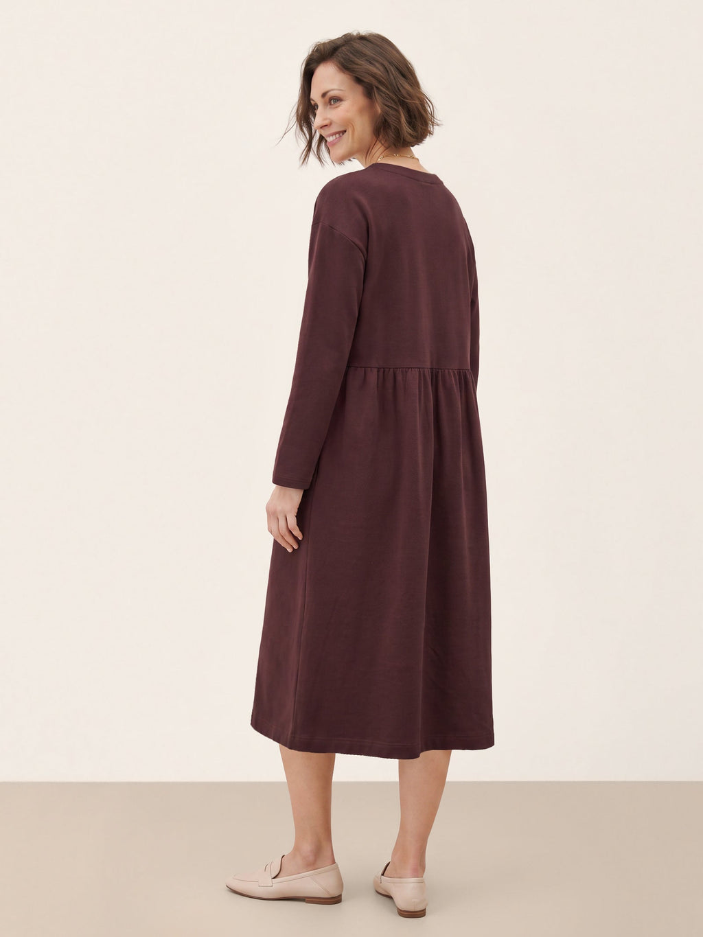 Cotton Yarn Dyed Color Block Gathered Waist Midi Shirt Dress YARITZA