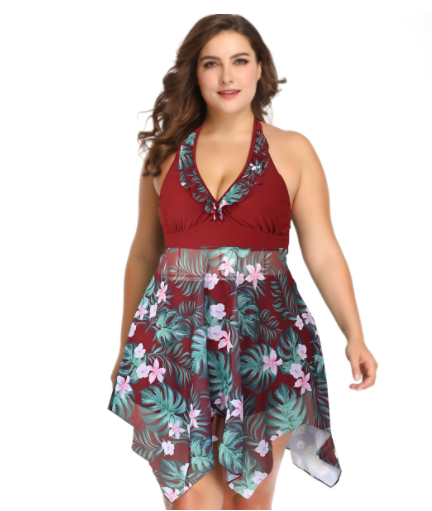 Plus Size Belly Coverage One-Piece Swimsuit