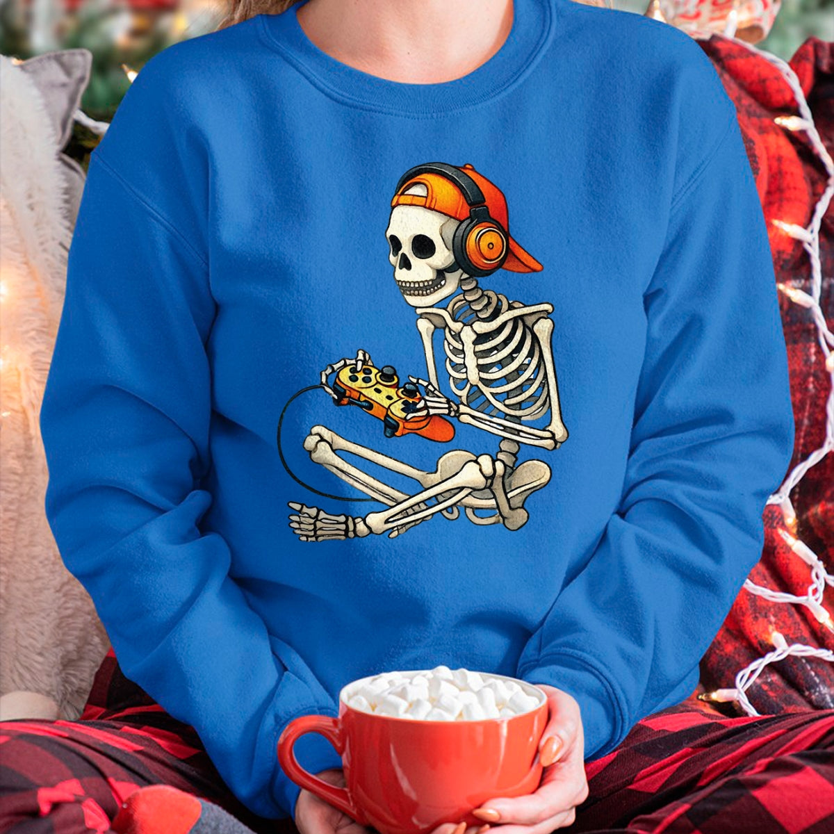 Halloween Skeleton Gamer Video Gaming Boys Men Kids Tees T-Shirt - Halloween Unisex T-Shirt/Hoodie - NGHL00