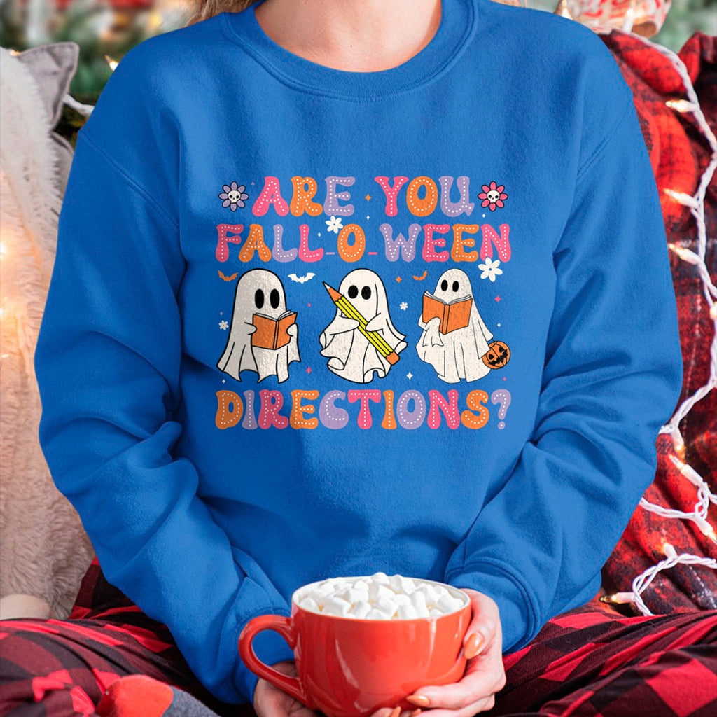 Are You Fall O Ween Directions Teacher Halloween Ghost T-Shirt - Halloween Unisex T-Shirt/Hoodie - NGHL00 (Copy)