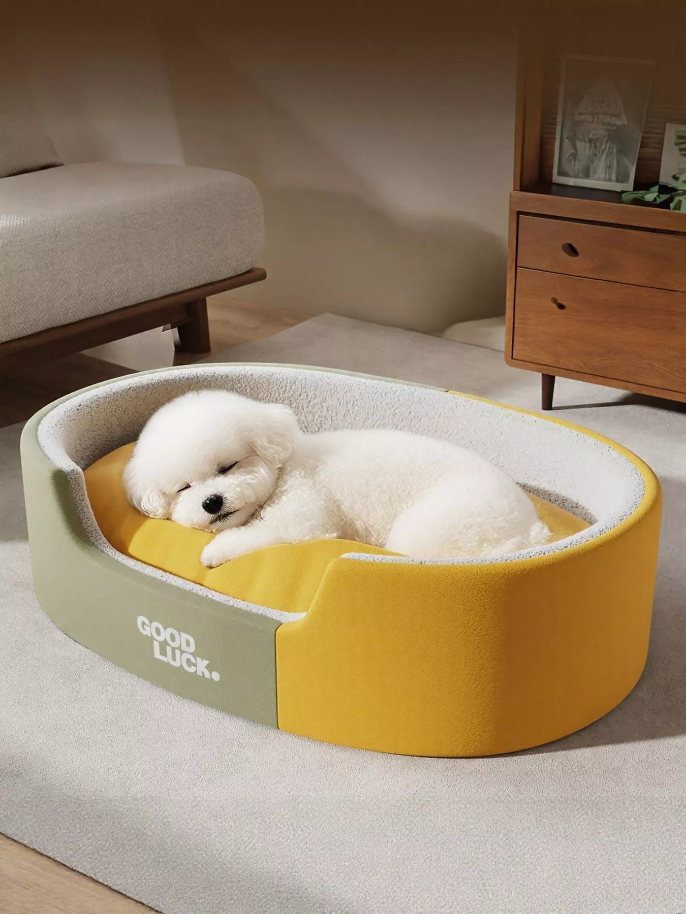 Thickened Oval Two-Tone Plush Pet Nest