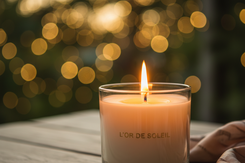 Close-up candle flame bokeh
