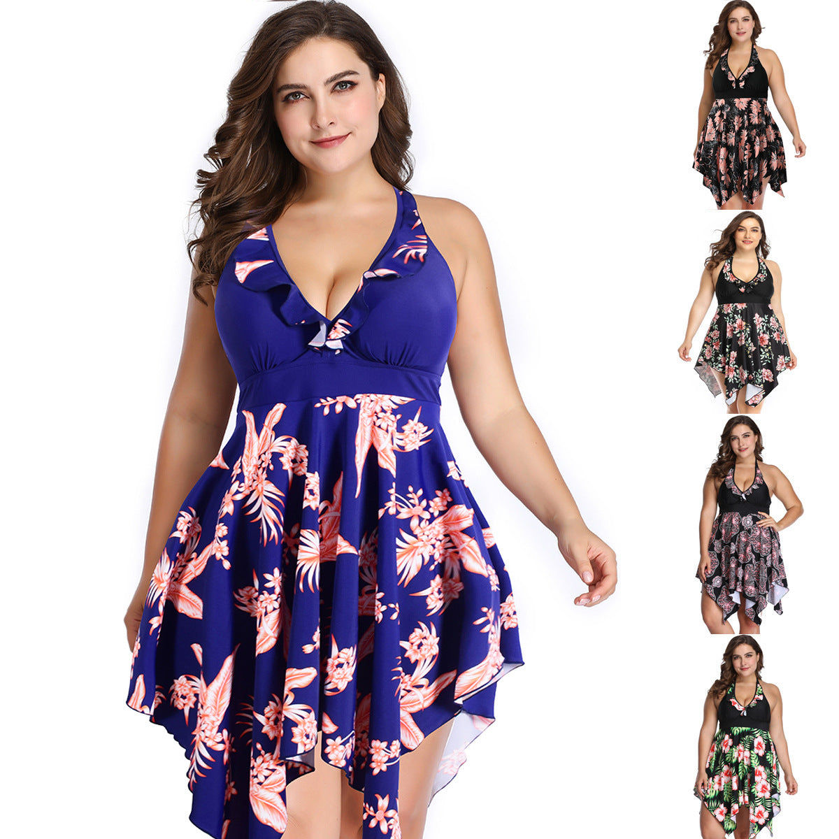 Plus Size Belly Coverage One-Piece Swimsuit