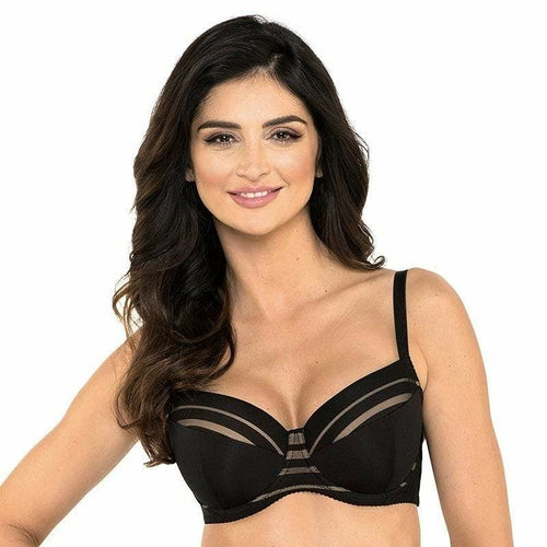Sujetador Gorteks Luna negro a rayas con relleno de figura completa