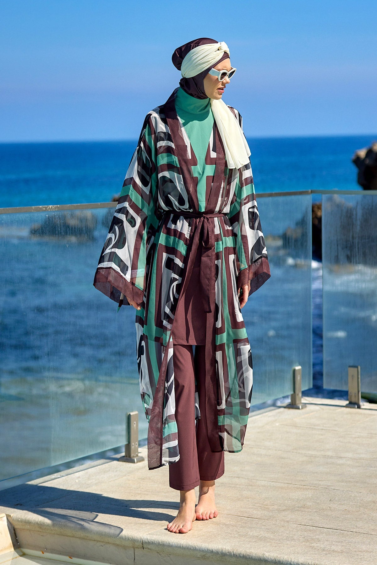 Silky Full Coverage Modest Kimono – Marina P2510 Brown