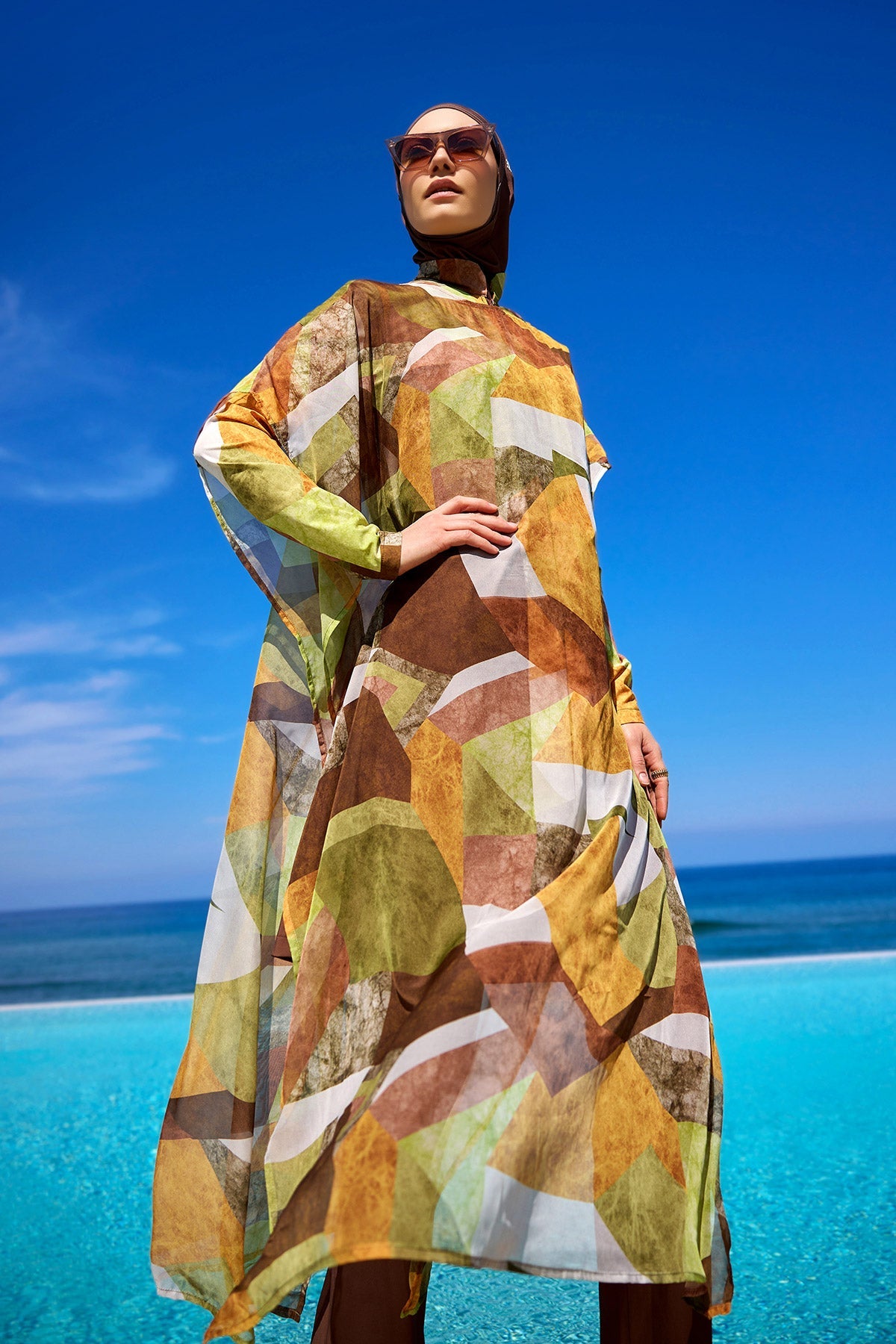 Marina Colorful Patterned Silky Pareo - P2513-1