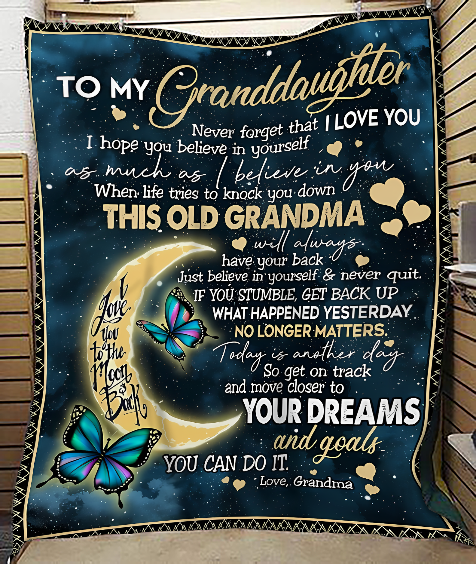 BLANKET FOR GRANDDAUGHTER – COMFORT & WARMTH GIFT FROM GRANDMA  Sherpa Fleece Quilt Blanket NGHL00 (SKUB-BLK-GMD2)