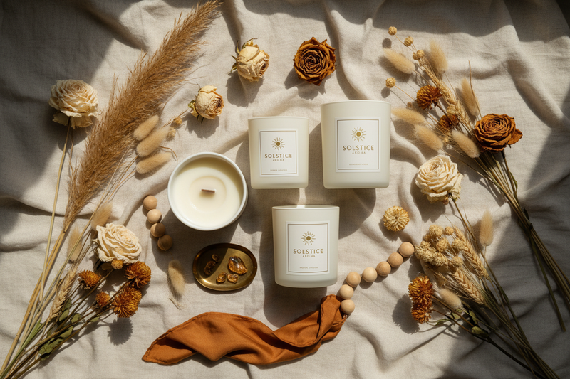 Premium candle flat lay