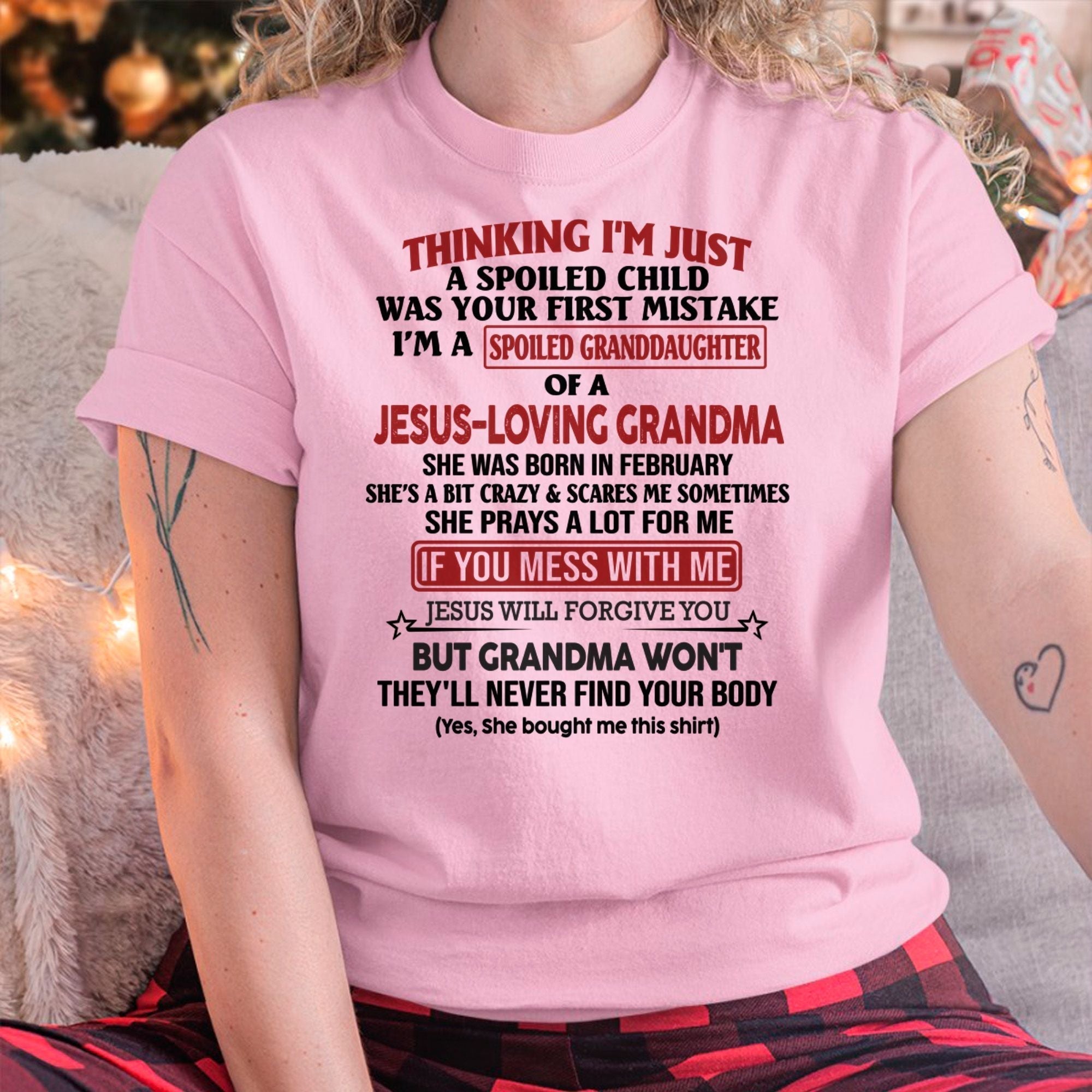 Christian Girl Shirt – Spoiled by Grandma February Edition – From Grandma to Granddaughter NGHL02 (SKU07-181-02)