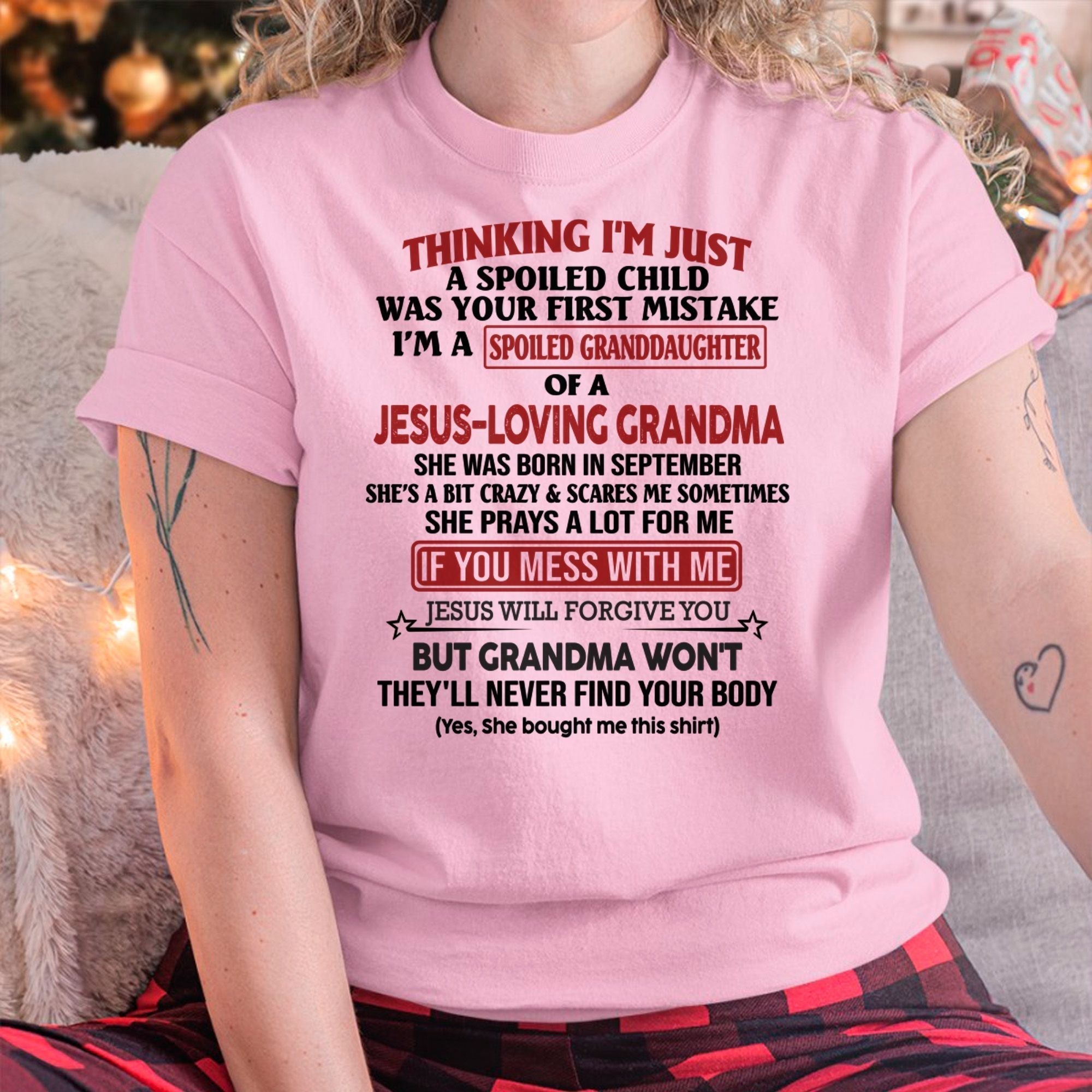 Christian Girl Shirt – Spoiled by Grandma September Edition – From Grandma to Granddaughter NGHL09 (SKU07-181-09)