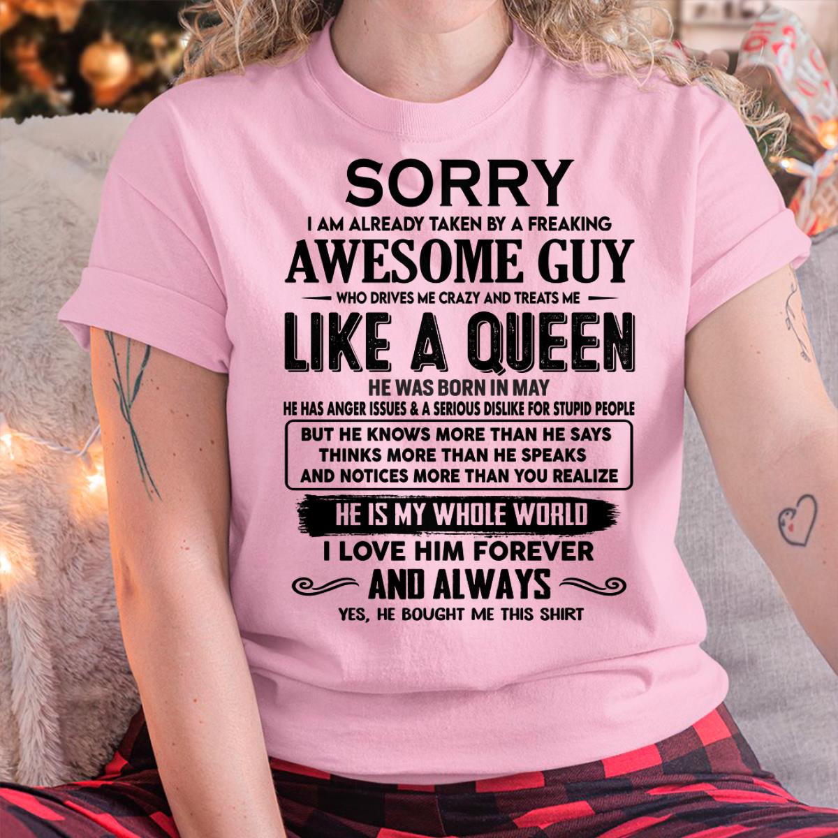 May - Sorry I am already taken by a freaking awesome guy - Gift for Wife From Husband - NGHL05 (SKU-SRG-05)