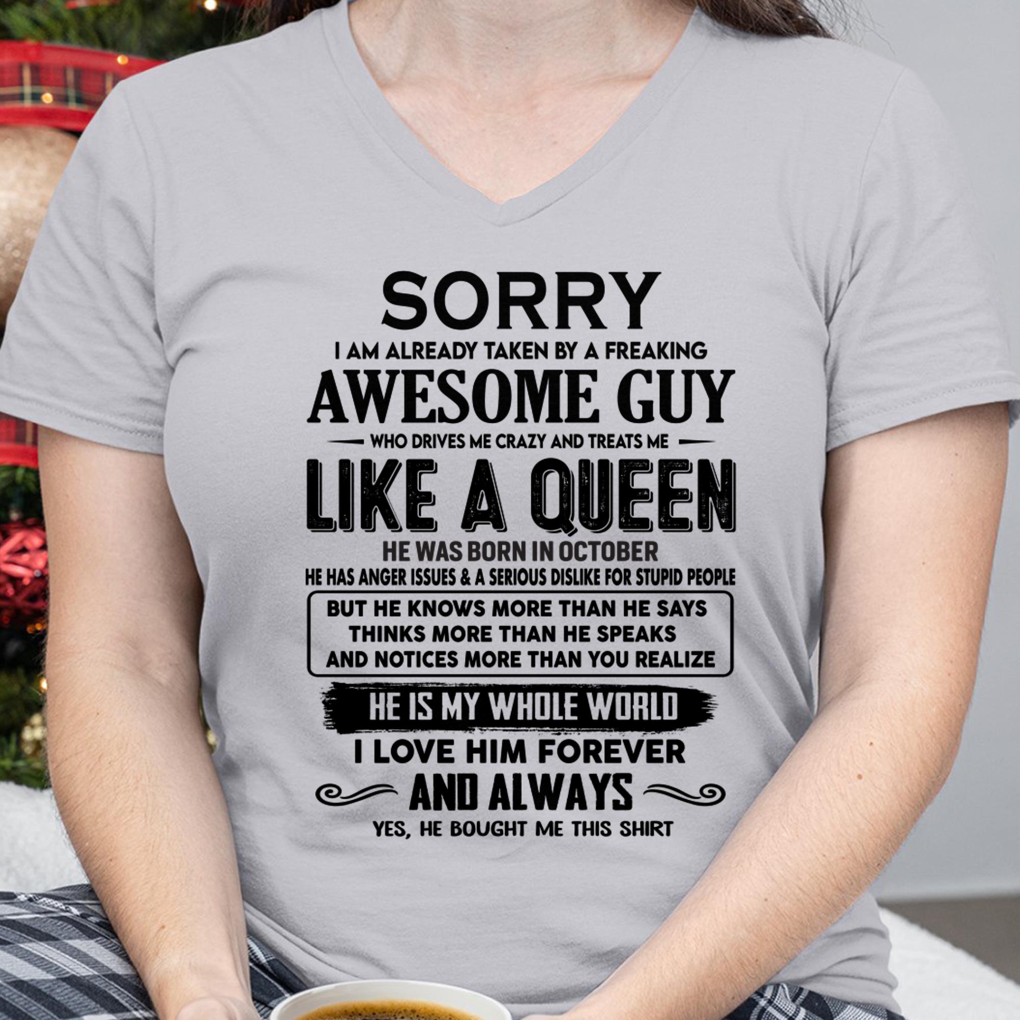 October - Sorry I am already taken by a freaking awesome guy - Gift for Wife From Husband - NGHL10 (SKU-SRG-10)
