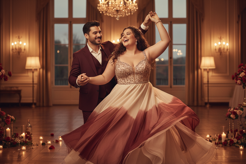 Woman dancing joyfully with partner